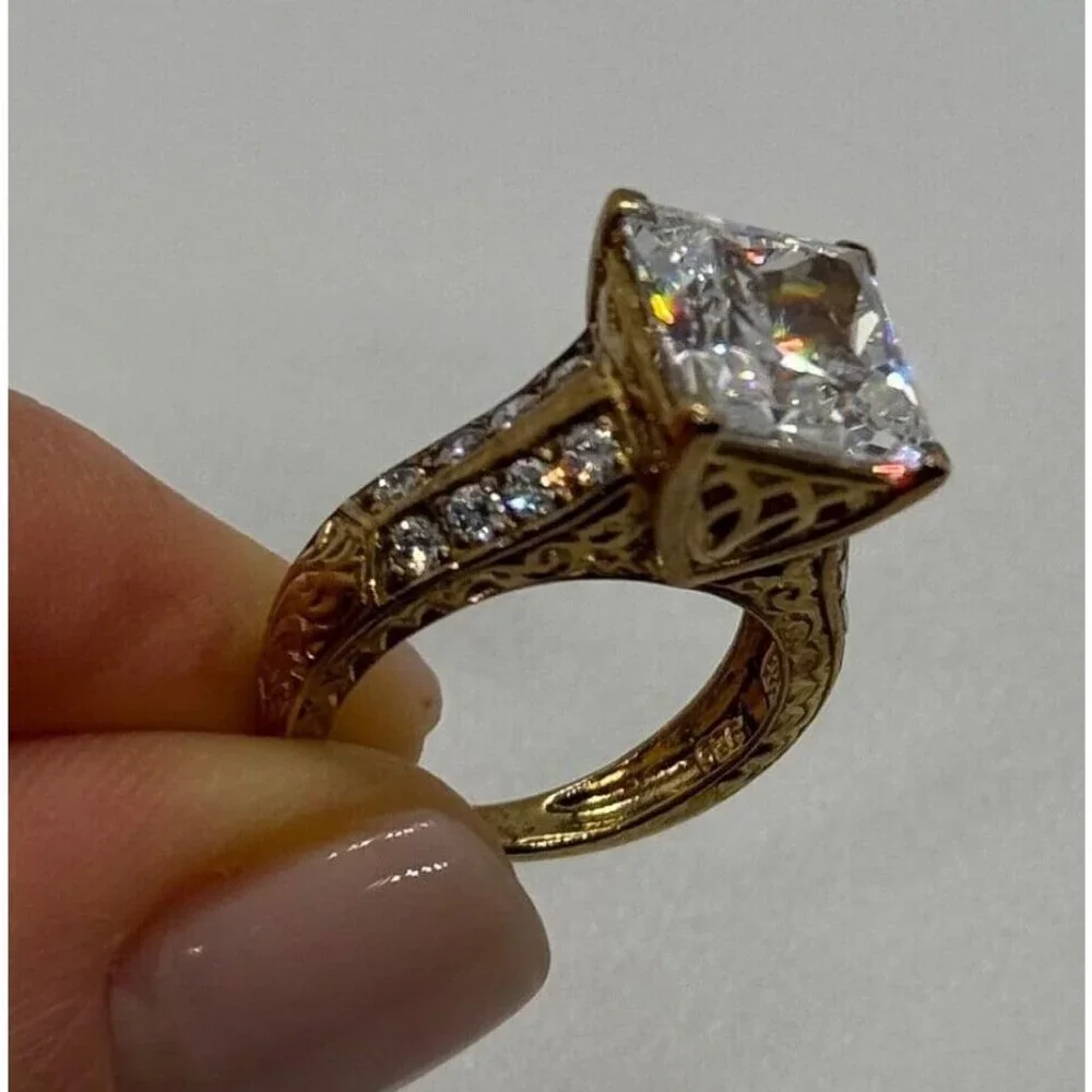 925 STERLING SILVER GOLD PLATED CZ RING SIZE 4.5